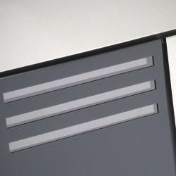 Seinäpostilaatikko V25, antrasiitti ja ruostumaton teräs, 370 x 105 x 370 mm, lukolla ja sanomalehtitelineellä
