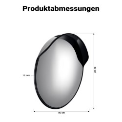 Kupera liikennepeili 80 cm, 130° näkökenttä, suojakuvulla, musta