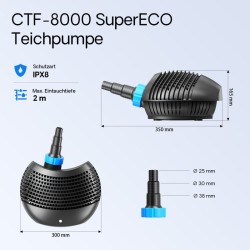 SunSun Lampisuodatinsetti CBF-550 60000 l, CTF-8000 SuperECO pumppu 8000 l/h, CUV-236 UVC-selkeytin 36 W