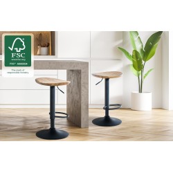 Säädettävä pyörivä baarijakkara Skelde, 2 kpl puuistuimella