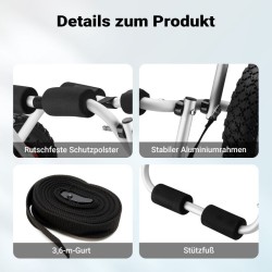 Kokoontaitettava alumiininen kuljetusvaunu kanootille, kajakille ja veneille, max 45 kg