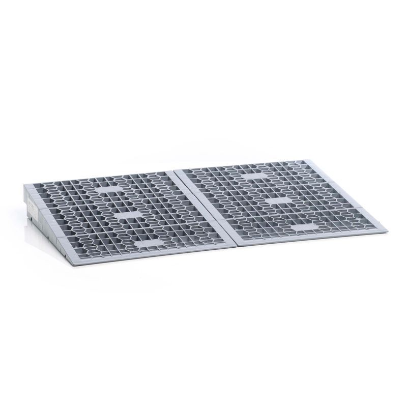 Kynnysramppi pyörätuolille ja rollaattorille, muovi, harmaa, 810 mm, korkeus 0–76 mm, liukuestepinta