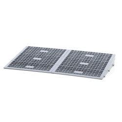 Kynnysramppi pyörätuolille ja rollaattorille, muovi, harmaa, 810 mm, korkeus 0–76 mm, liukuestepinta