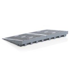 Kynnysramppi pyörätuolille ja rollaattorille, muovi, harmaa, 810 mm, korkeus 0–76 mm, liukuestepinta