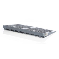 Kynnysramppi pyörätuolille ja rollaattorille, muovi, harmaa, 810 mm, korkeus 0–76 mm, liukuestepinta