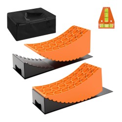 Matkailuauton ja asuntovaunun tasauskeilojen setti, HDPE-muovi, 4 kpl, liukuestematot ja kuljetuslaukku
