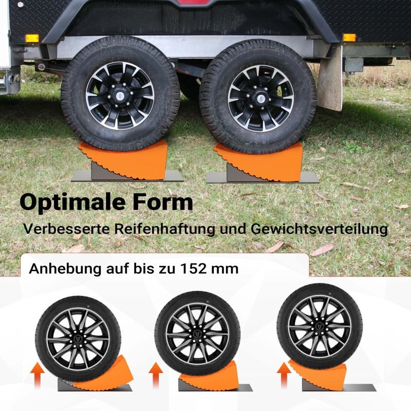 Matkailuauton ja asuntovaunun tasauskeilojen setti, HDPE-muovi, 4 kpl, liukuestematot ja kuljetuslaukku