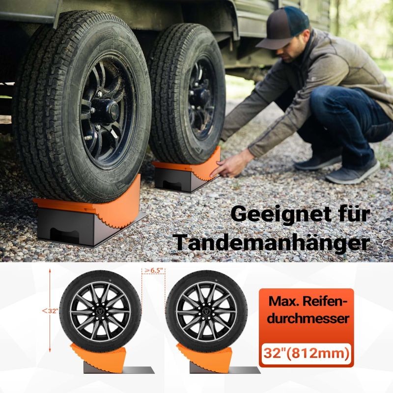 Matkailuauton ja asuntovaunun tasauskeilojen setti, HDPE-muovi, 4 kpl, liukuestematot ja kuljetuslaukku