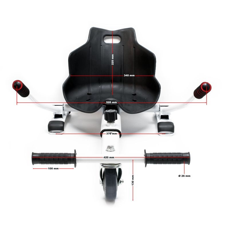 Säädettävä istuinkartti hoverboardille, musta, max. kantavuus 120 kg