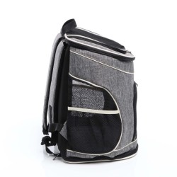 Fudajo Lemmikkireppu 32x27x40 cm koirille ja kissoille max 6 kg taitettava musta ja harmaa