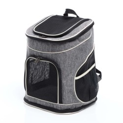 Fudajo Lemmikkireppu 32x27x40 cm koirille ja kissoille, max 6 kg, taitettava, musta ja harmaa