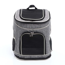 Fudajo Lemmikkireppu 32x27x40 cm koirille ja kissoille, max 6 kg, taitettava, musta ja harmaa