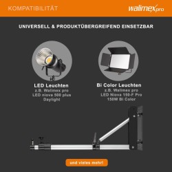 Walimex pro seinäkiinnitteinen valaisinjalka studiovalaistukseen 70 120 cm musta hopea max 6 kg