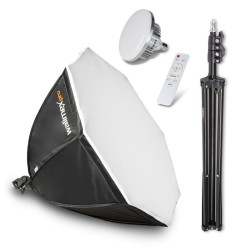 Walimex pro LED-studiovalaisinsetti 60 W Bi-Color, Octagon-softbox 65 cm, jalusta ja kaukosäädin
