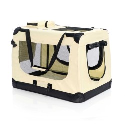 Fudajo Taitettava kuljetuslaatikko koirille ja kissoille XL 82x56x58 cm Beige