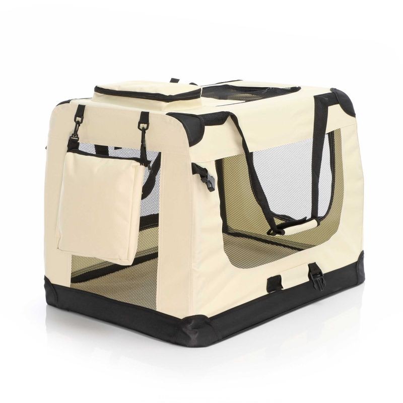 Fudajo Taitettava kuljetuslaatikko koirille ja kissoille, XL (82x56x58 cm), Beige