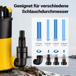 Puhtaan veden uppopumppu 400 W, kellukekytkin, matala imu 1 mm, 8000 l/h, nostokorkeus 5 m, syvyys 7 m