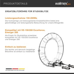 Walimex pro varaosalampu Emerger 200 ja VE-150/200 Excellence -salamoihin, 150-200 W, 5400-5800 K
