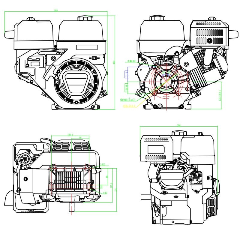 LIFAN KP460E bensiinimoottori 15,6 PS sähköstartti 459 cm³ 4-tahtinen tärinälevyihin ja rakennuskoneisiin