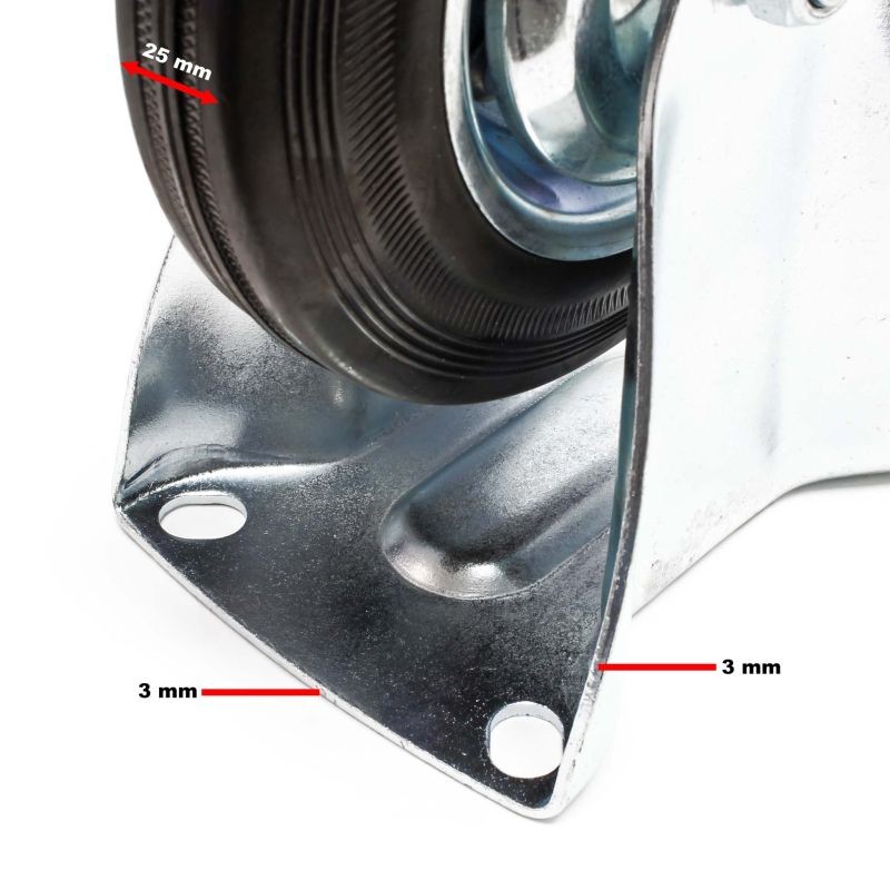 Kuljetuspyörät 4 kpl, 200 mm, täyskumi, metallivanne, 150 kg/kpl, musta