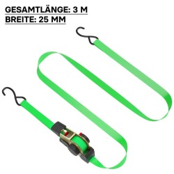Automaattiset kuormakiinnityshihnat 4 kpl, 3 m x 25 mm, 320 daN, S-koukut, vihreä, PES-polyesteri