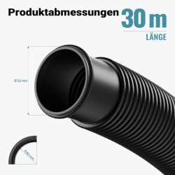 Uima-allasletku 30 m 32 mm, musta, PE, UV-suojattu