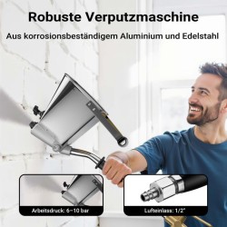 Rappauskone 6-10 bar, 8 mm suutin, 3,7 l suppilo, 72 cm, alumiini ja ruostumaton teräs