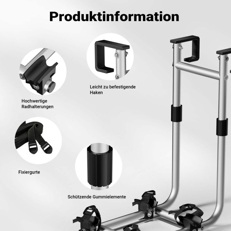 Polkupyöräteline matkailuauton ja -vaunun tikkaat, 2 pyörää, alumiini, 30 kg