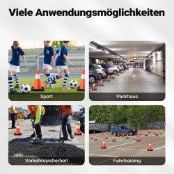 Liikennekartiot 45 cm, 6 kpl, heijastavat, PVC ja kumi