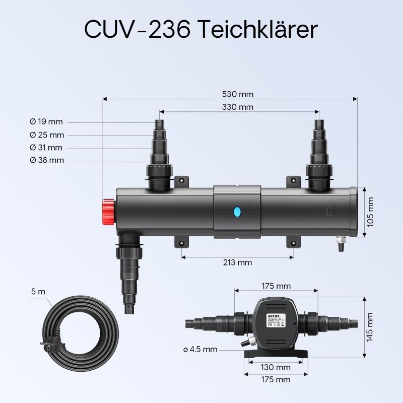 SunSun suodatinsetti: CBF-350B 60000 l, NEO-10000 pumppu 10000 l/h, CUV-236 UVC-selkeytin 36 W, Y-jakaja