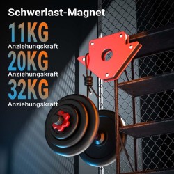 Hitsausmagneettisetti 12 kpl, 11 kg, 20 kg, 32 kg, 45°, 90°, 135°, punainen
