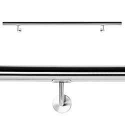 Kaide 150 cm, harjattu V2A-ruostumaton teräs, 42 mm, 2 kpl seinäkiinnikettä