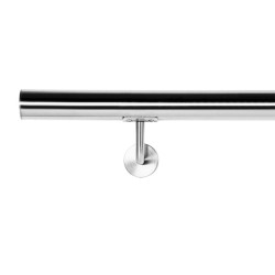 Kaide 150 cm, harjattu V2A-ruostumaton teräs, 42 mm, 2 kpl seinäkiinnikettä