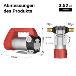 Diesel-, biodiesel- ja lämmitysöljyn siirtopumppu 12 V, 160 W, 40 l/min, itseimevä