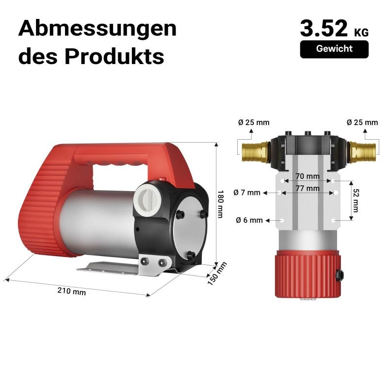 Diesel-, biodiesel- ja lämmitysöljyn siirtopumppu 12 V, 160 W, 40 l/min, itseimevä