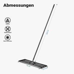 Alumiininen nurmikon tasoitin 76 x 25,4 cm, 2 m varsi, musta