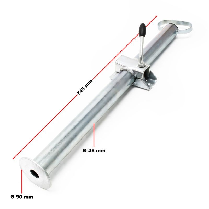 Perävaunutuet 700 mm x ø 49 mm, sinkitty teräs, 2 kpl, kiinnityspannat
