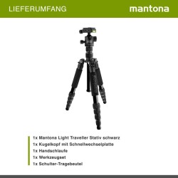 Mantona Light Traveller matkajalusta 131 5 cm musta alumiini 5 kg kantavuus pallopää ja monopod toiminto