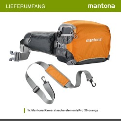 Mantona elementsPro 20 kameralaukku oranssi DSLR ja järjestelmäkameroille vyötärölaukku sadesuojalla