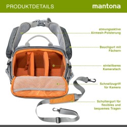 Mantona elementsPro 20 kameralaukku, oranssi, DSLR- ja järjestelmäkameroille, vyötärölaukku, sadesuojalla