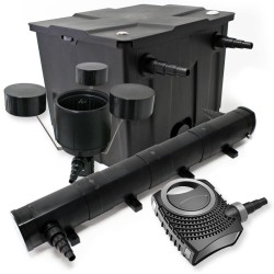 Lampisuodatinsetti: CBF-350 12000 l, NEO-10000 pumppu 10000 l/h, SunSun CUV-272 UVC 72W, CSP-250 pintaskimmer