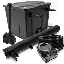 Lampisetti: CBF-350 suodatin 12000 l, NEO-10000 pumppu 10000 l/h, CUV-272 UV-selkeytin 72 W, 25 m letku 25 mm