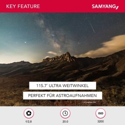 Samyang MF 14mm F2,8 MK2 laajakulmaobjektiivi, manuaalitarkennus, Sony E / FE, Full Frame/APS-C