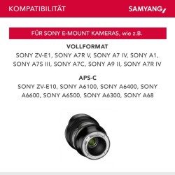 Samyang MF 14mm F2,8 MK2 laajakulmaobjektiivi, manuaalitarkennus, Sony E / FE, Full Frame/APS-C