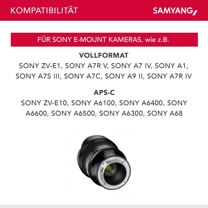 Samyang MF 14mm F2,8 MK2 laajakulmaobjektiivi, manuaalitarkennus, Sony E / FE, Full Frame/APS-C
