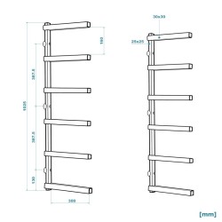 XPOtool Puutavaran säilytyshylly, 300 x 30 x 1025 mm, 6 tasoa, 50 kg/taso, musta