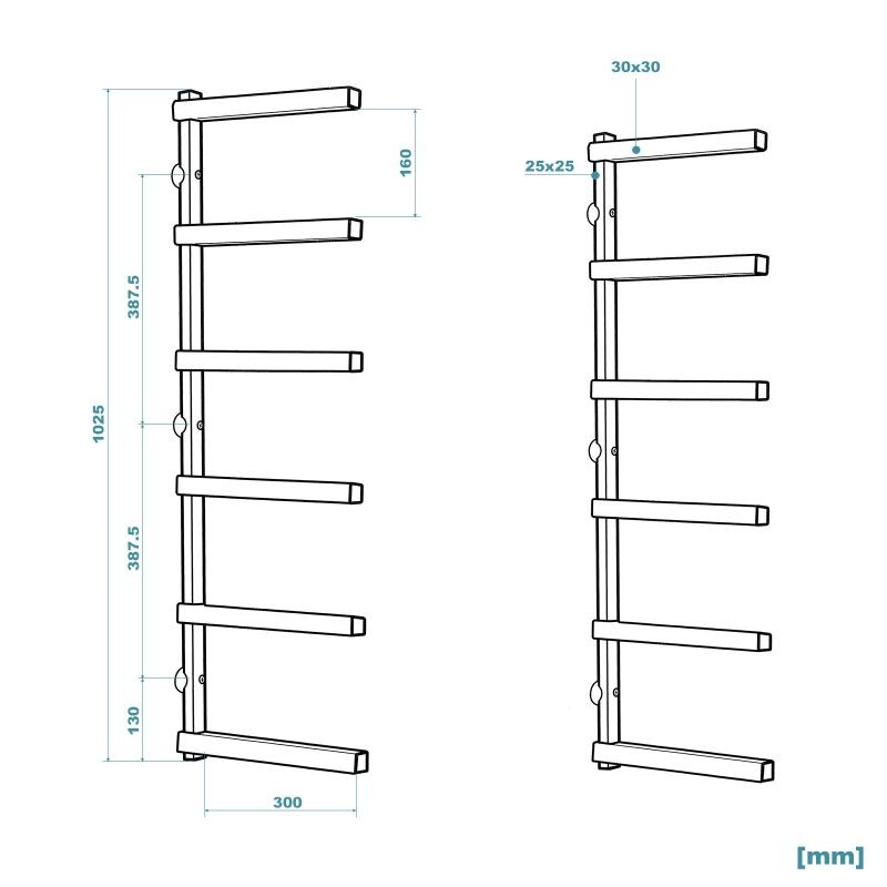 XPOtool Puutavaran säilytyshylly, 300 x 30 x 1025 mm, 6 tasoa, 50 kg/taso, musta