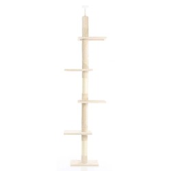 Fudajo Kiipeilypuu 230 276 cm beige 4 tasoa lattia ja kattokiinnitys sisal