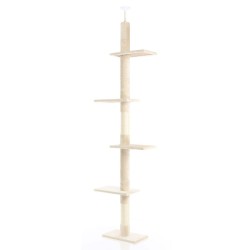 Fudajo Kiipeilypuu 230–276 cm, beige, 4 tasoa, lattia- ja kattokiinnitys, sisal