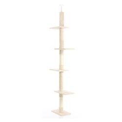 Fudajo Kiipeilypuu 230–276 cm, beige, 4 tasoa, lattia- ja kattokiinnitys, sisal